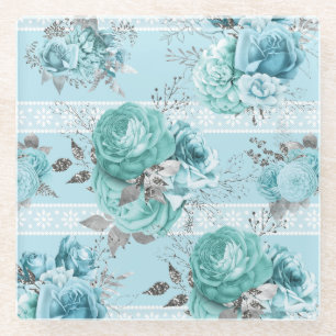 Blaue Rose mit Lace Glasuntersetzer