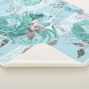 Blaue Rose mit Lace Sherpadecke