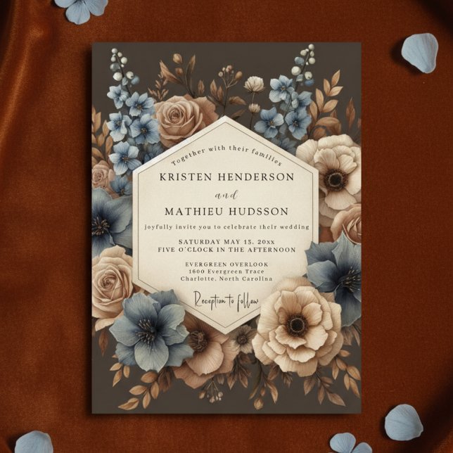 Blaue Rose Moody Bloom Hochzeit Einladung (Von Creator hochgeladen)