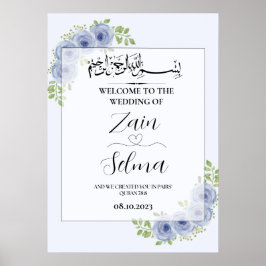 Blaue Rose muslimische Hochzeitplakette Poster
