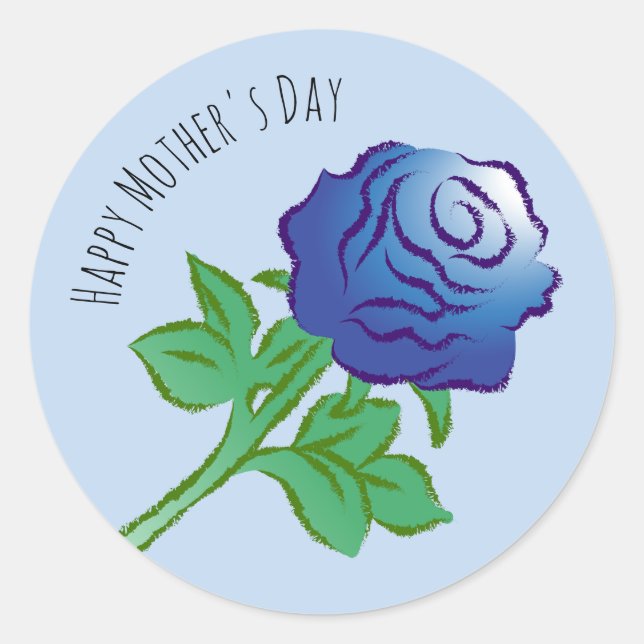 Blaue Rose Muttertag Runder Aufkleber (Vorderseite)