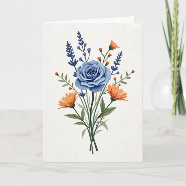 Blaue Rose Muttertags-Blumenkarte Karte (Vorderseite)