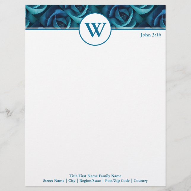 BLAUE ROSE Personalisiertes Geschäft Briefbogen (Vorderseite)