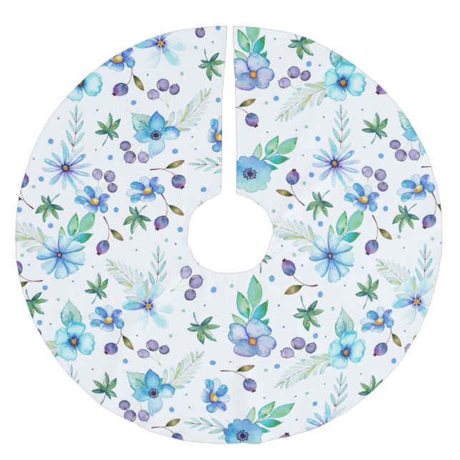 Blaue Rose Polyester Weihnachtsbaumdecke (Vorderseite)