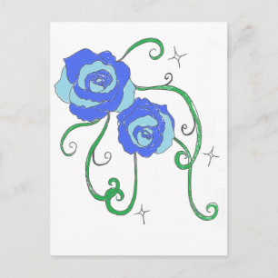 Blaue Rose Postkarte