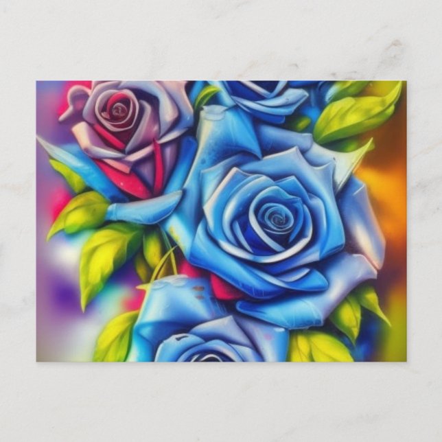 Blaue Rose Postkarte (Vorderseite)