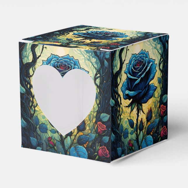 Blaue Rose Reben 1 Herz Geschenkschachtel (Vorderseite)
