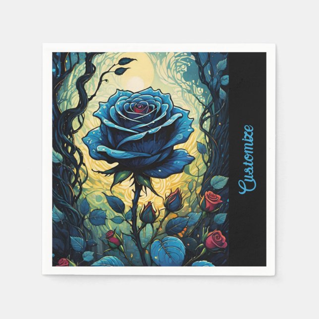 Blaue Rose Reben 1 Serviette (Vorderseite)