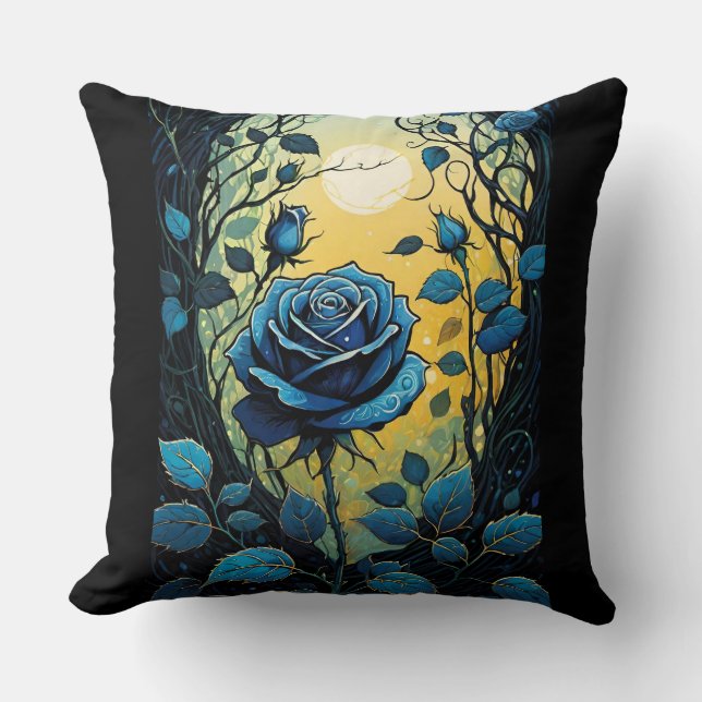 Blaue Rose Reben 2 Kissen (Vorderseite)