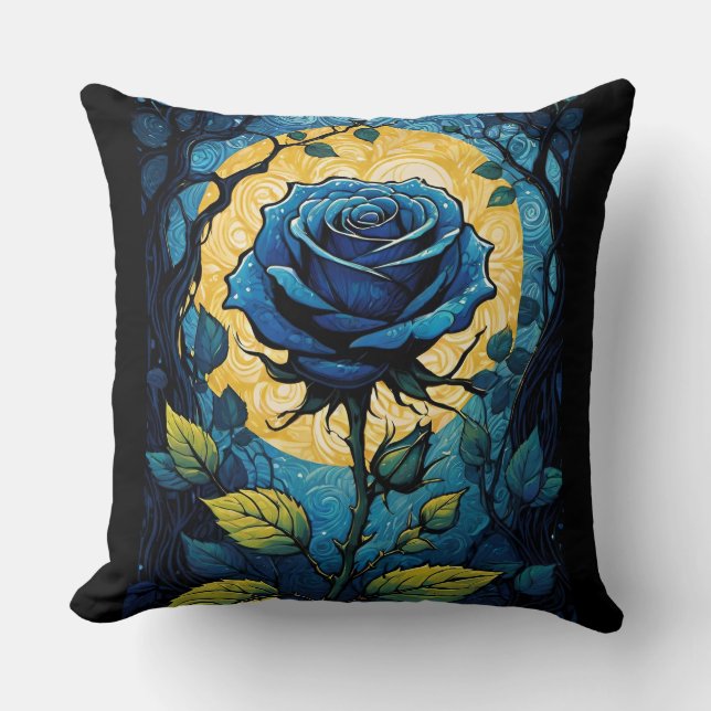 Blaue Rose Reben 3 Kissen (Vorderseite)