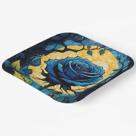 Blaue Rose Reben 3 Pappteller