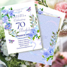 Blaue Rose Ribbon 70. Geburtstagseinladung