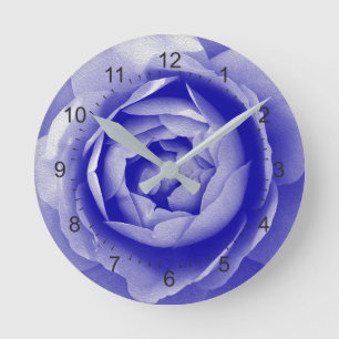 Blaue Rose Runde Wanduhr