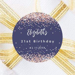 Blaue Rose Runder Aufkleber