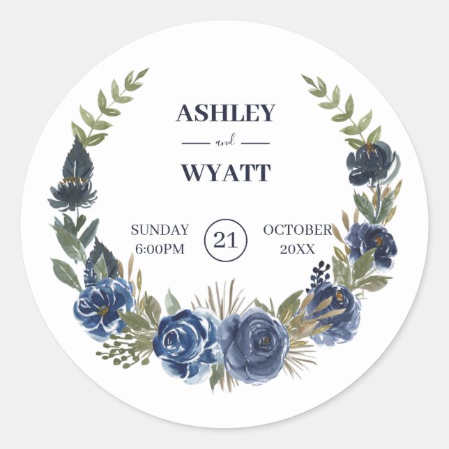 Blaue Rose Runder Aufkleber (Vorderseite)