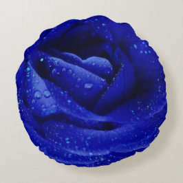 Blaue Rose Rundes Kissen