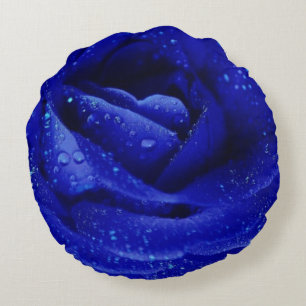 Blaue Rose Rundes Kissen