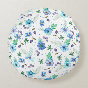 Blaue Rose Rundes Kissen