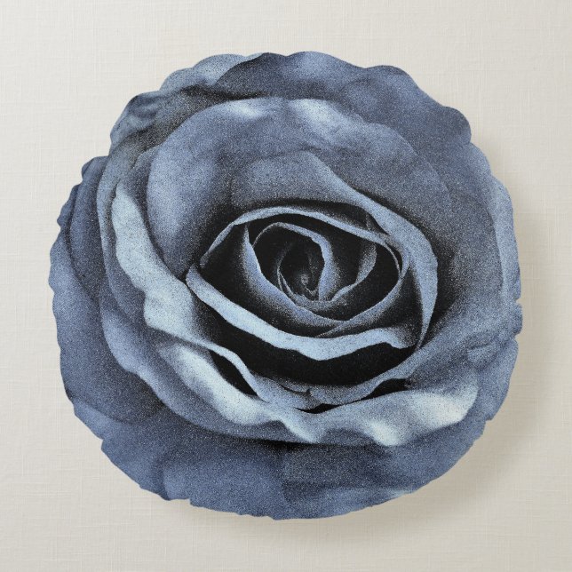 Blaue Rose Rundes Kissen (Vorderseite)