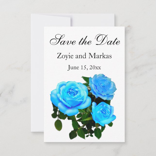 Blaue Rose Save The Date (Vorderseite)