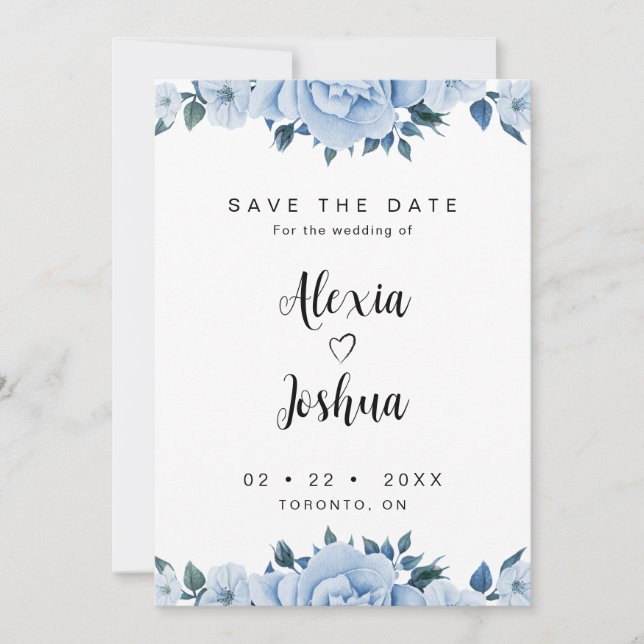 Blaue Rose Save the Date Einladung (Vorderseite)