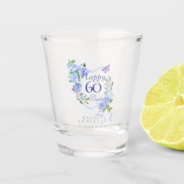 Blaue Rose Schleife 60. Geburtstag Schnapsglas