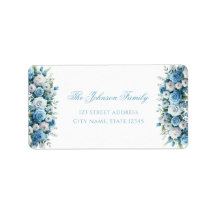 Blaue Rose & Silbernes Kreuz Tauf-Rücksendeadresse