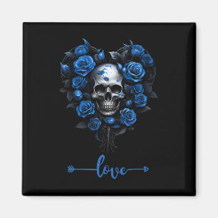 Blaue Rose Skull für Valentins Liebe Rock für Männ Magnet