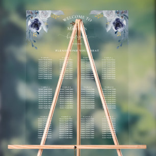 Blaue Rose Taufe Sitzkarte Acrylschild