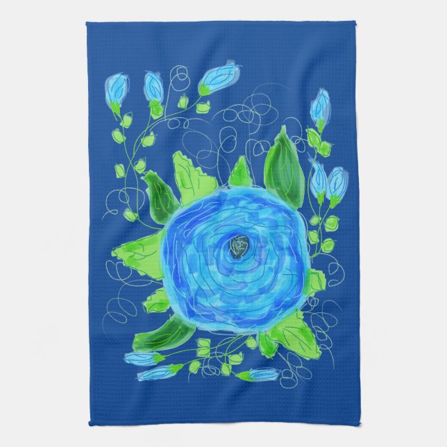 Blaue Rose Teetuch Küchentuch (Vertikal)