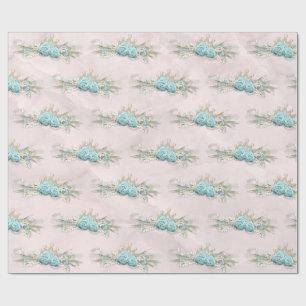 Blaue Rose und Blumenmuster Geschenkpapier