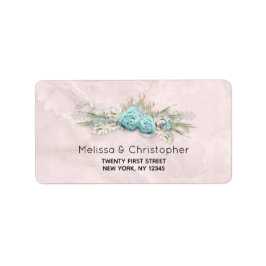 Blaue Rose und Crown Floral Bouquet Adressaufkleber