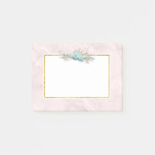 Blaue Rose und Crown Floral Bouquet Post-it Klebezettel
