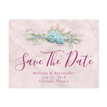 Blaue Rose und Crown Floral Bouquet Save the Date