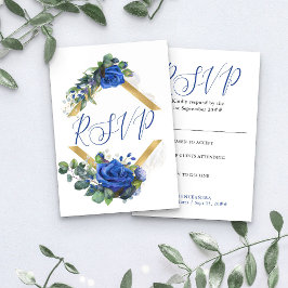 Blaue Rose und Eukalyptus Elegantes Quinceanera RSVP Karte
