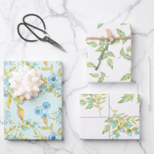Blaue Rose und Folien Geschenkpapier Set