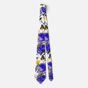 BLAUE ROSE UND GELBE SCHNITTSTELLEN KRAWATTE