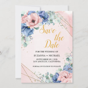 Blaue Rose und Hochzeit im Grünen Save The Date