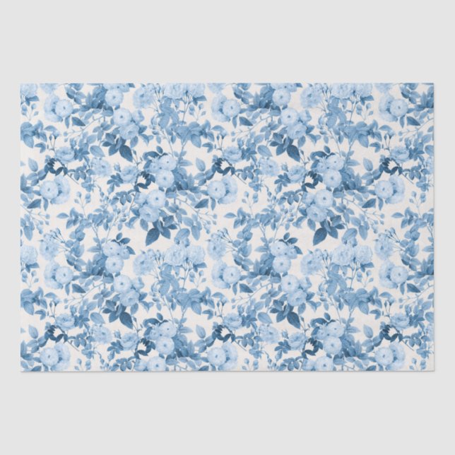 Blaue Rose Vintag Botanischer Garten Seidenpapier (Vorderseite)