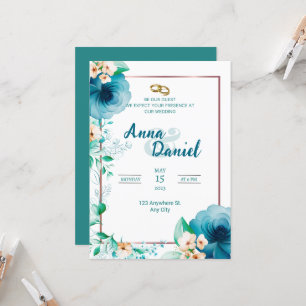 Blaue Rose Wasserfarbe Einladung