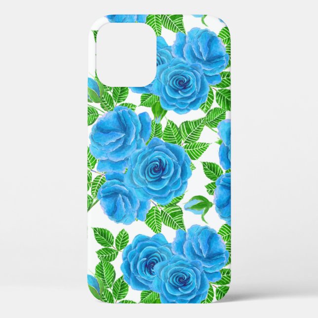 Blaue Rose Wasserfarbenmuster Case-Mate iPhone Hülle (Rückseite)