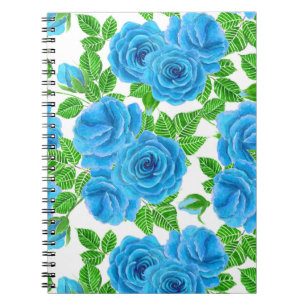 Blaue Rose Wasserfarbenmuster Notizblock