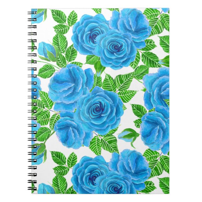Blaue Rose Wasserfarbenmuster Notizblock (Vorderseite)