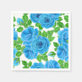 Blaue Rose Wasserfarbenmuster Serviette