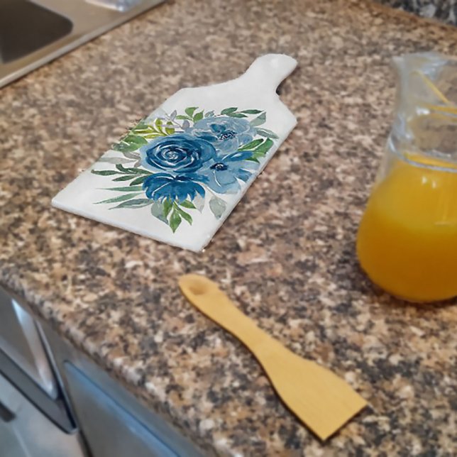 Blaue Rose Watercolor Cutting Board Schneidebrett (Von Creator hochgeladen)