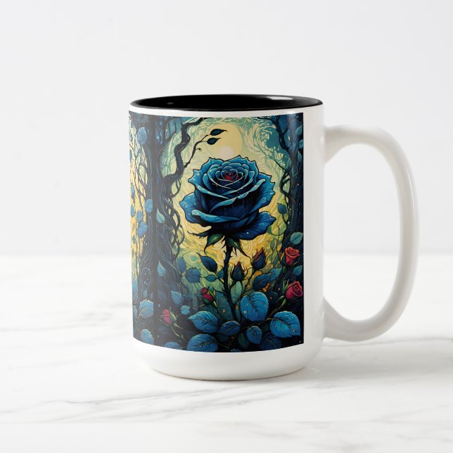Blaue Rose Zweifarbige Tasse (Rechts)