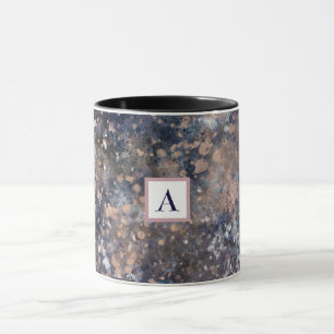 Blaue & Roségold-Farbklecks Abstract Glamour Tasse