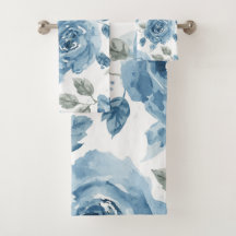 Blaue Rosen Aquarell Botanische Blüten Floral