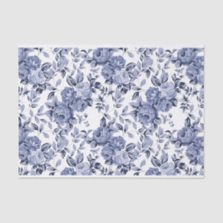 Blaue Rosen auf weißem Hintergrund Blumenmuster Seidenpapier