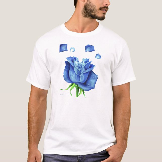 Blaue Rosen-Blumen-Malerei - multi T-Shirt (Vorderseite)